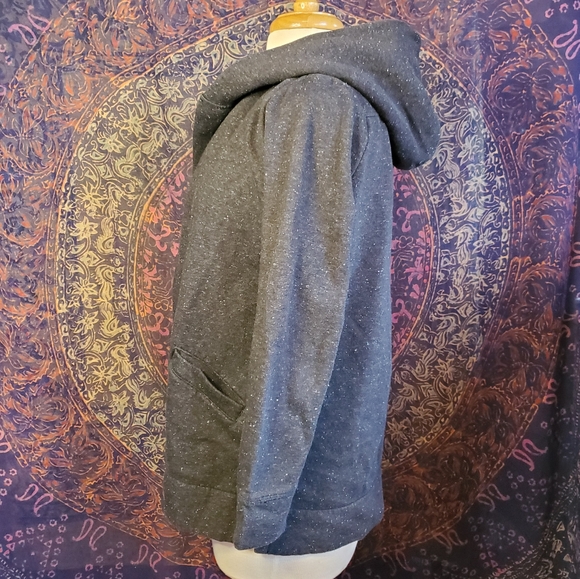 LOFT Petites Black White Speckles Open Front Hoodie Sweatshirt Womens Size Small - Picture 4 of 14
